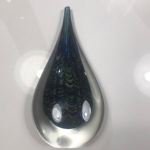 Peacock inspired art glass sculpture